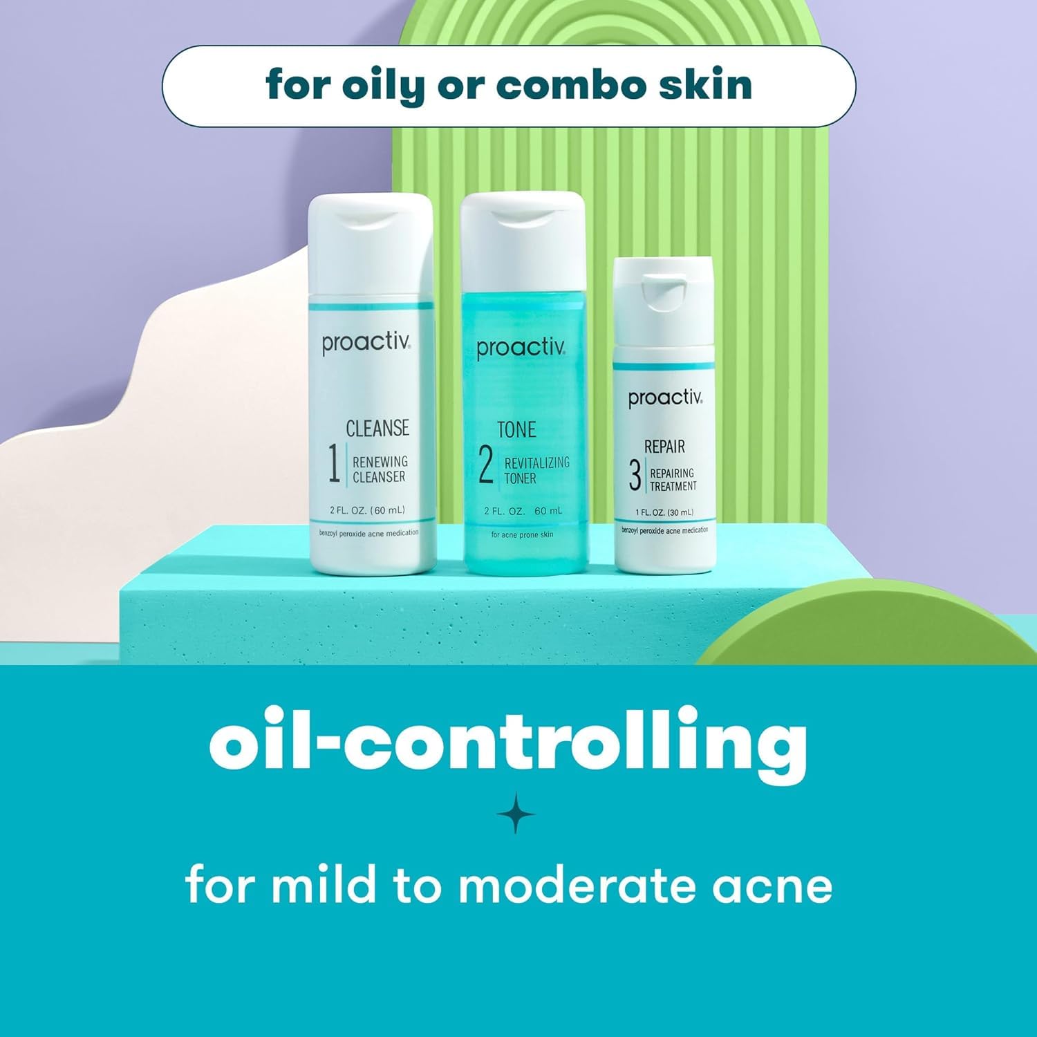 Proactiv kit styled on bathroom counter for daily acne routine