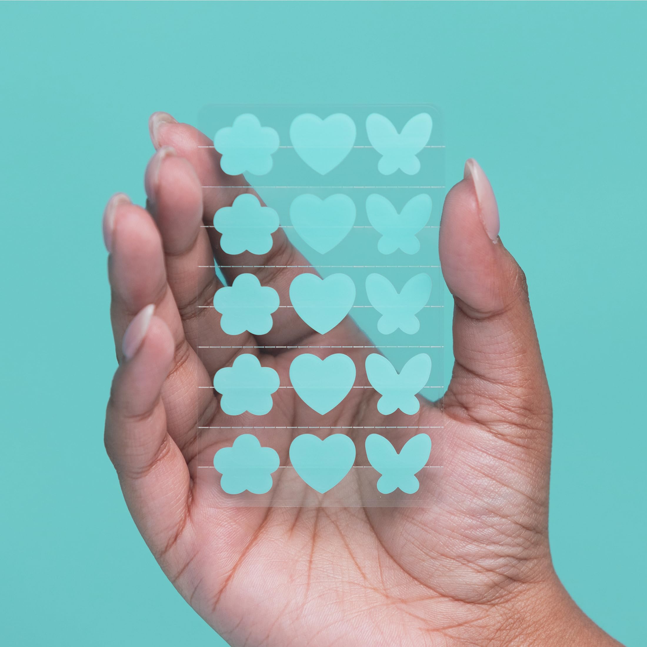 Proactiv patch being pressed onto blemish highlighting secure adhesion and protection benefit
