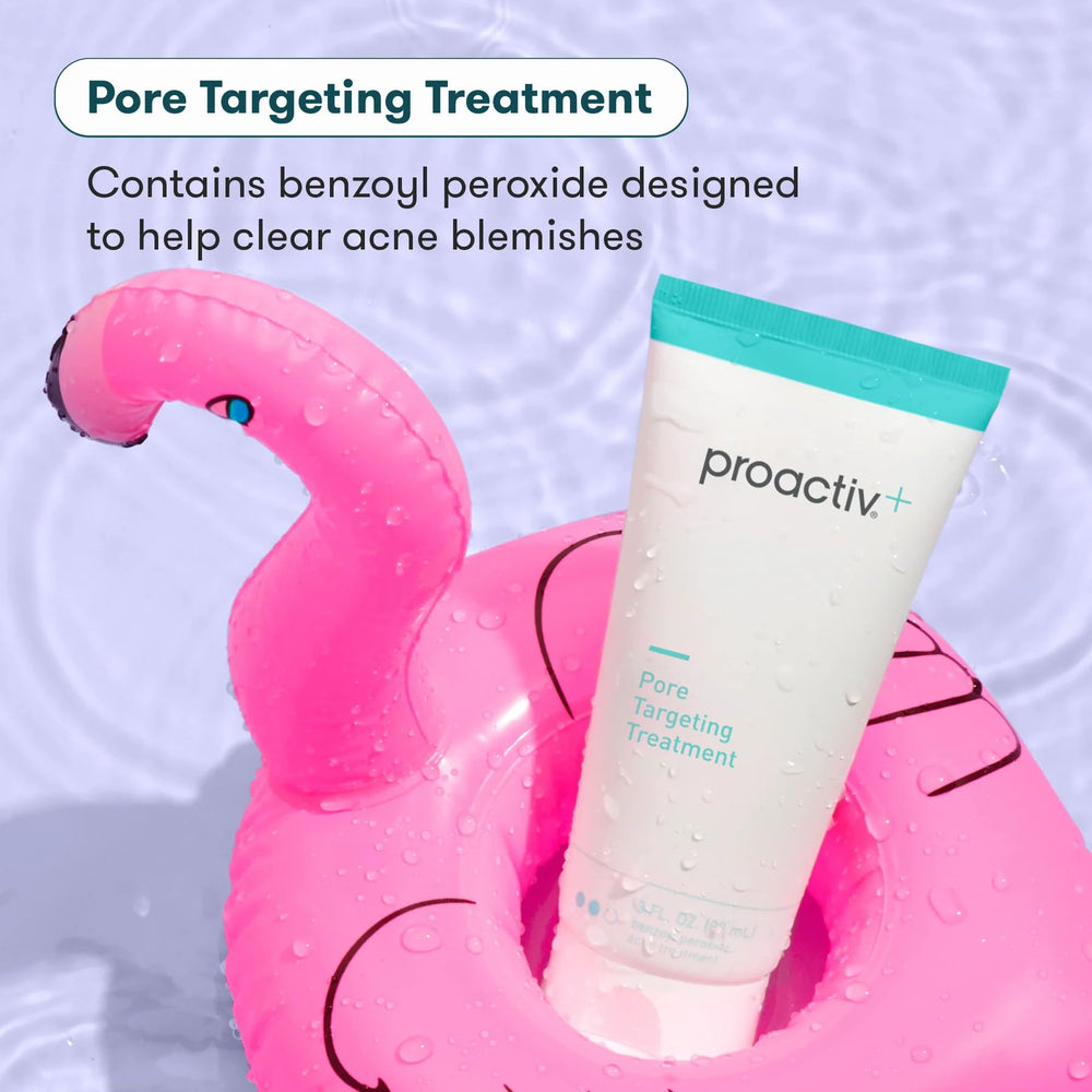 Proactiv+ in-use spot application on cheek showing targeted pore treatment benefit