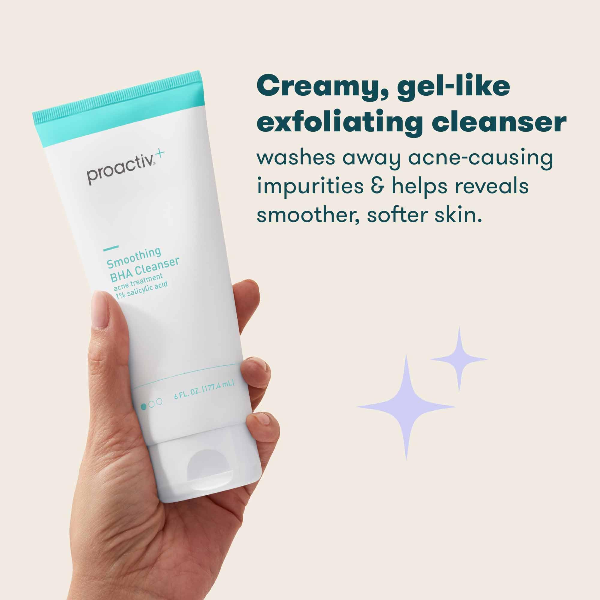 Proactiv plus close-up of gel-cream texture with biodegradable beads for gentle exfoliation