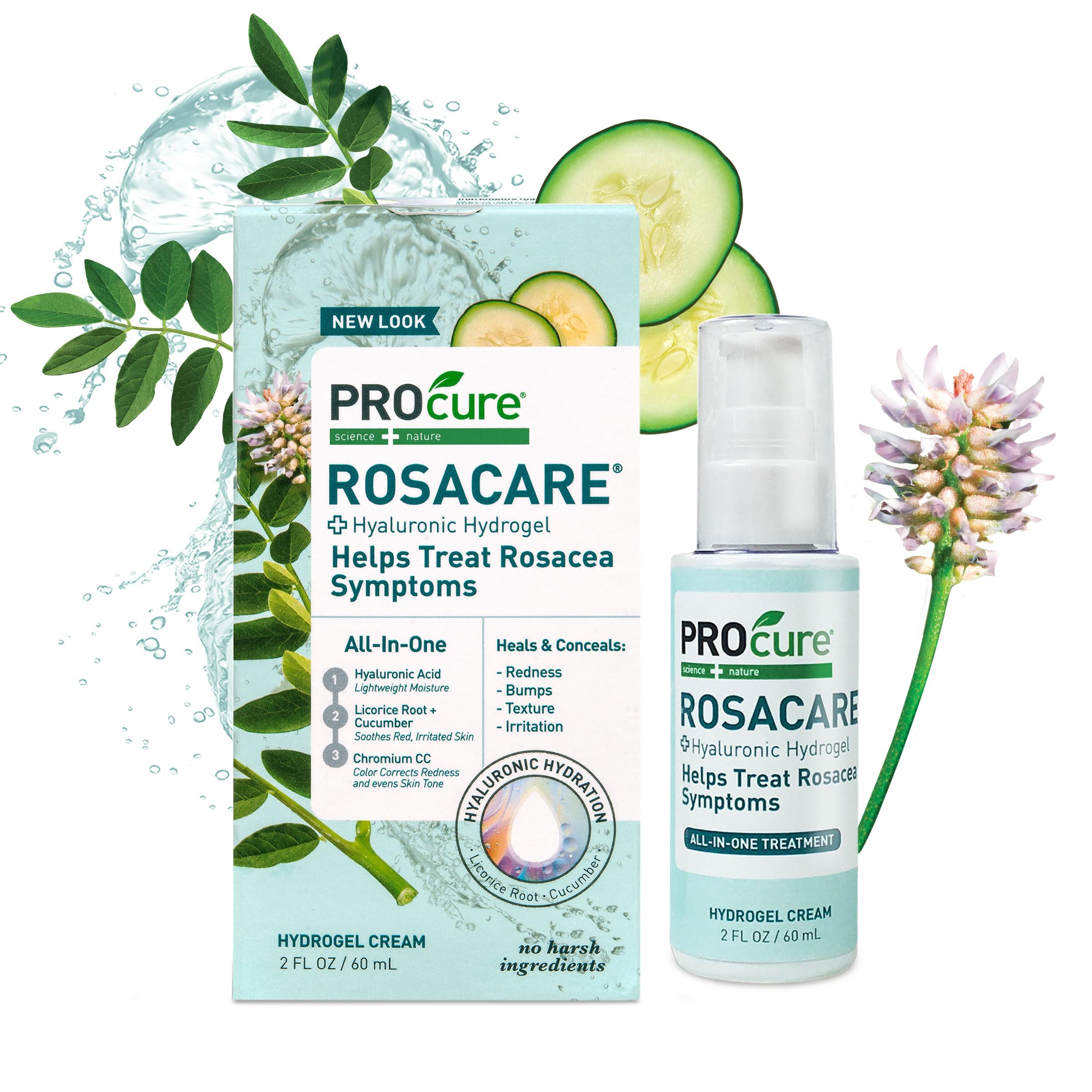 PROcure Rosacare front packaging showing compact 2 fl oz tube and benefits