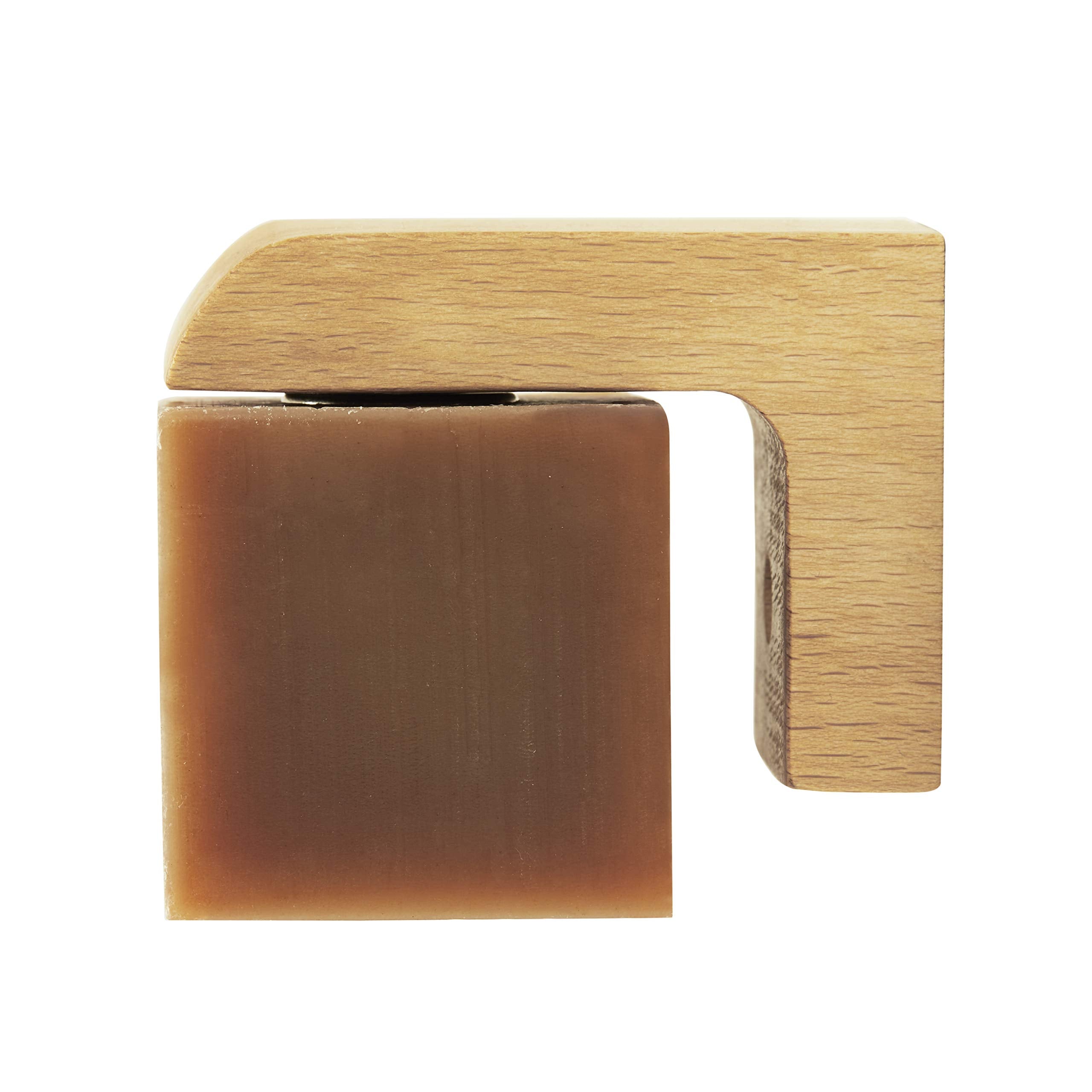 Professor Fuzzworthy wooden base front view shows sleek design and space saving