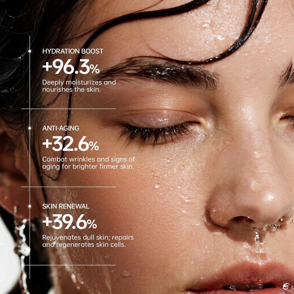 PROF.LING mask applied on model highlighting instant moisture boost