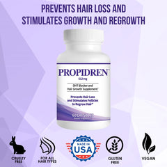 Pronexa Propidren bottle beside shampoo suggesting a combined hair care routine