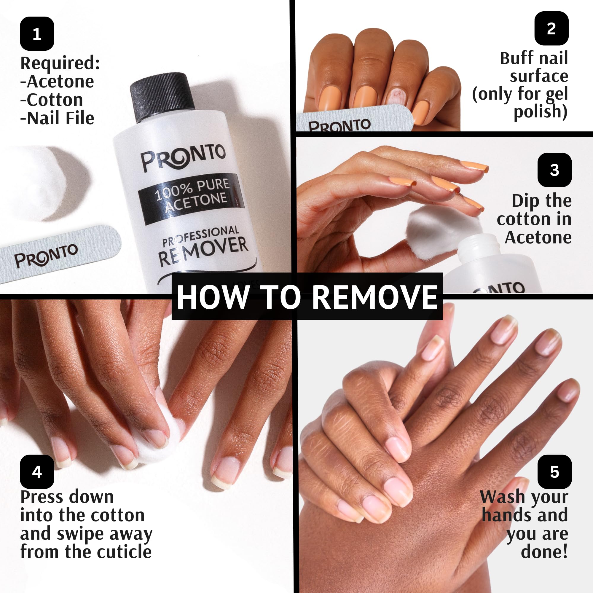 Pronto acetone in use with cotton and foil demonstrating efficient removal