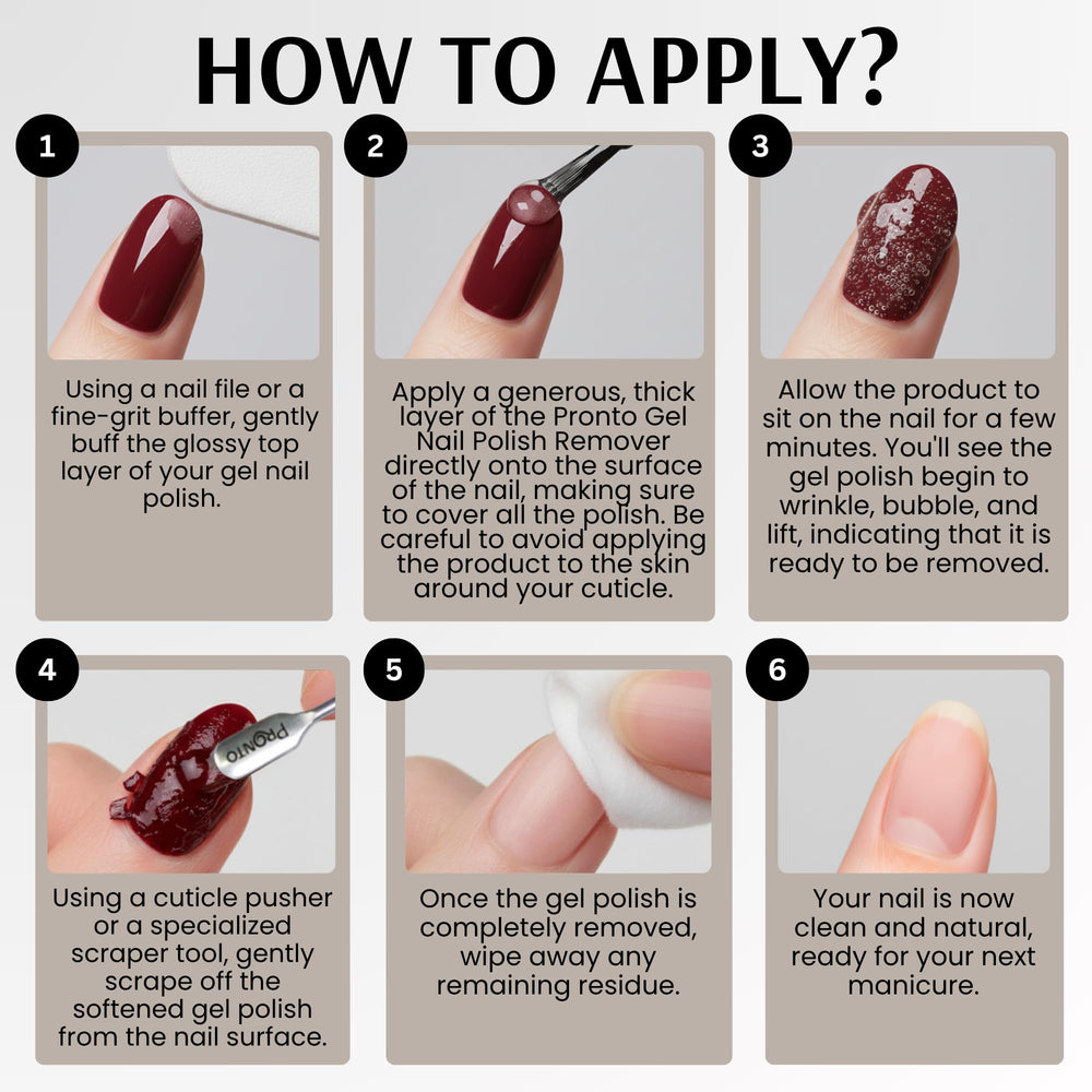 Pronto application in use with user peeling polish for time-saving benefit