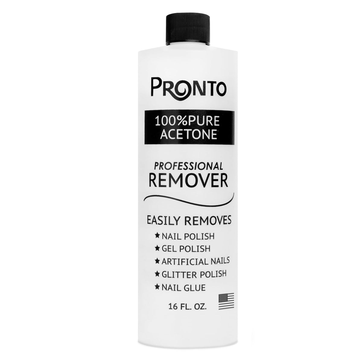 Pronto front label 16oz bottle showing product identity and professional size benefit