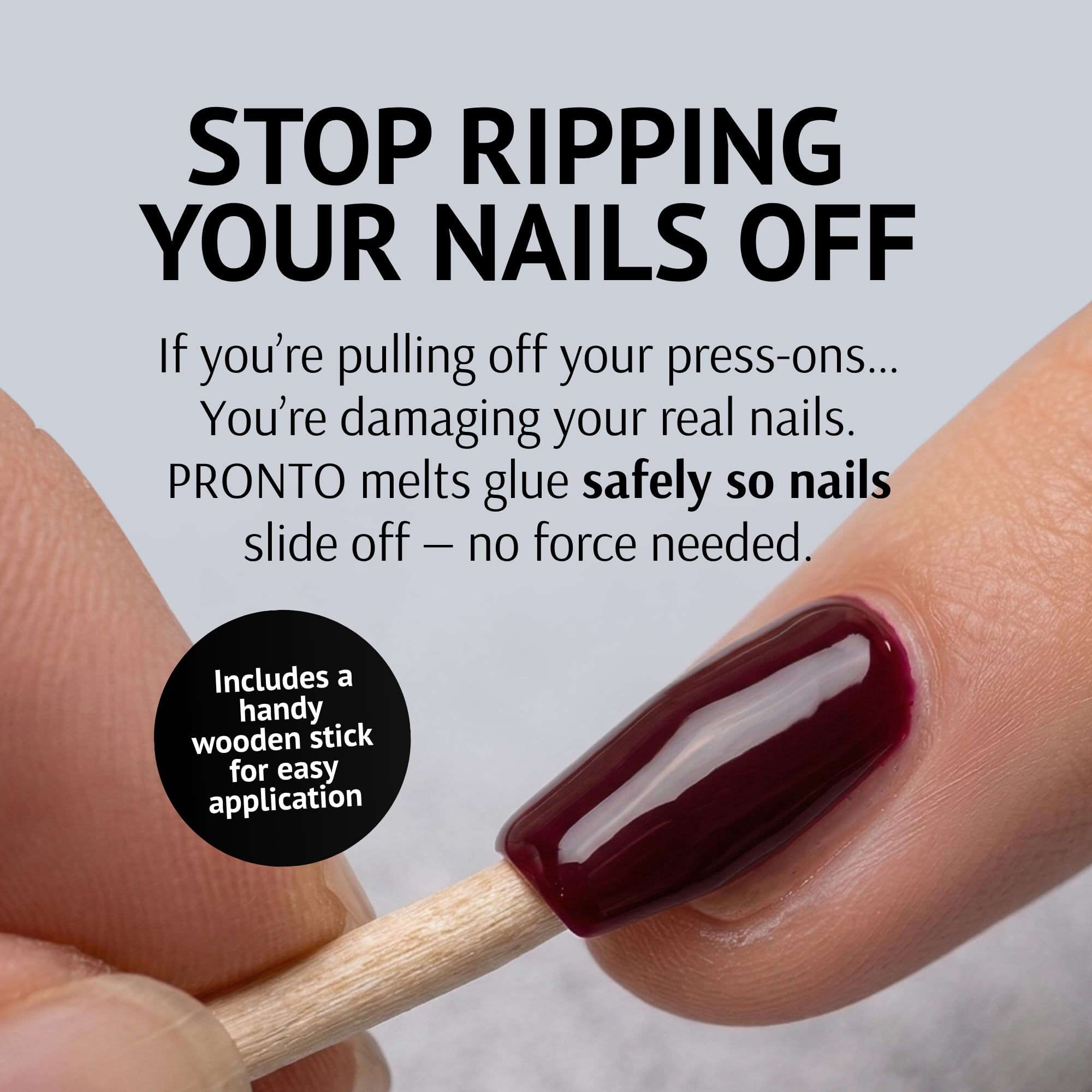 Pronto precision applicator tip close-up for accurate glue removal and less waste