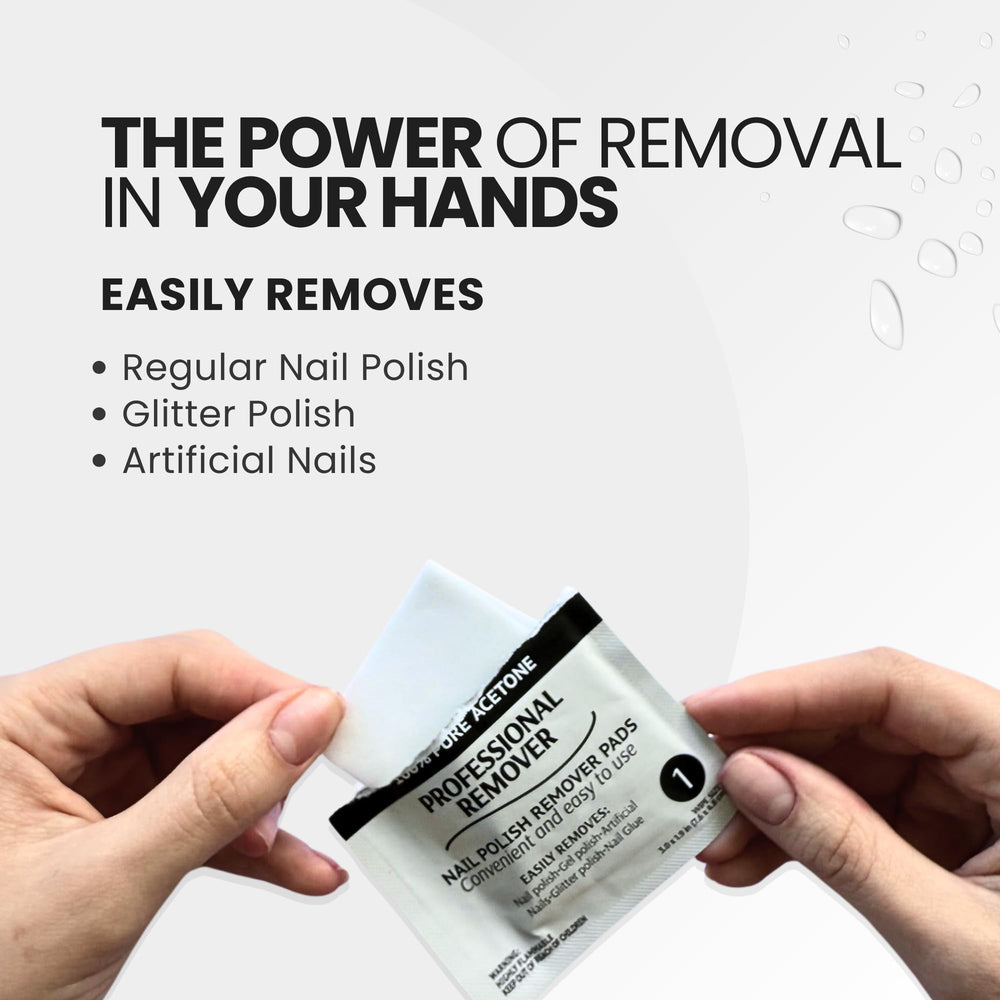 Pronto pad pressed on a nail removing polish, quick and tidy removal benefit