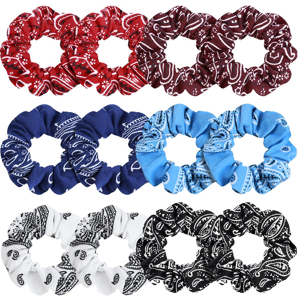 PROPOG bandana print set laid flat showing twelve colorful scrunchies and matching outfits