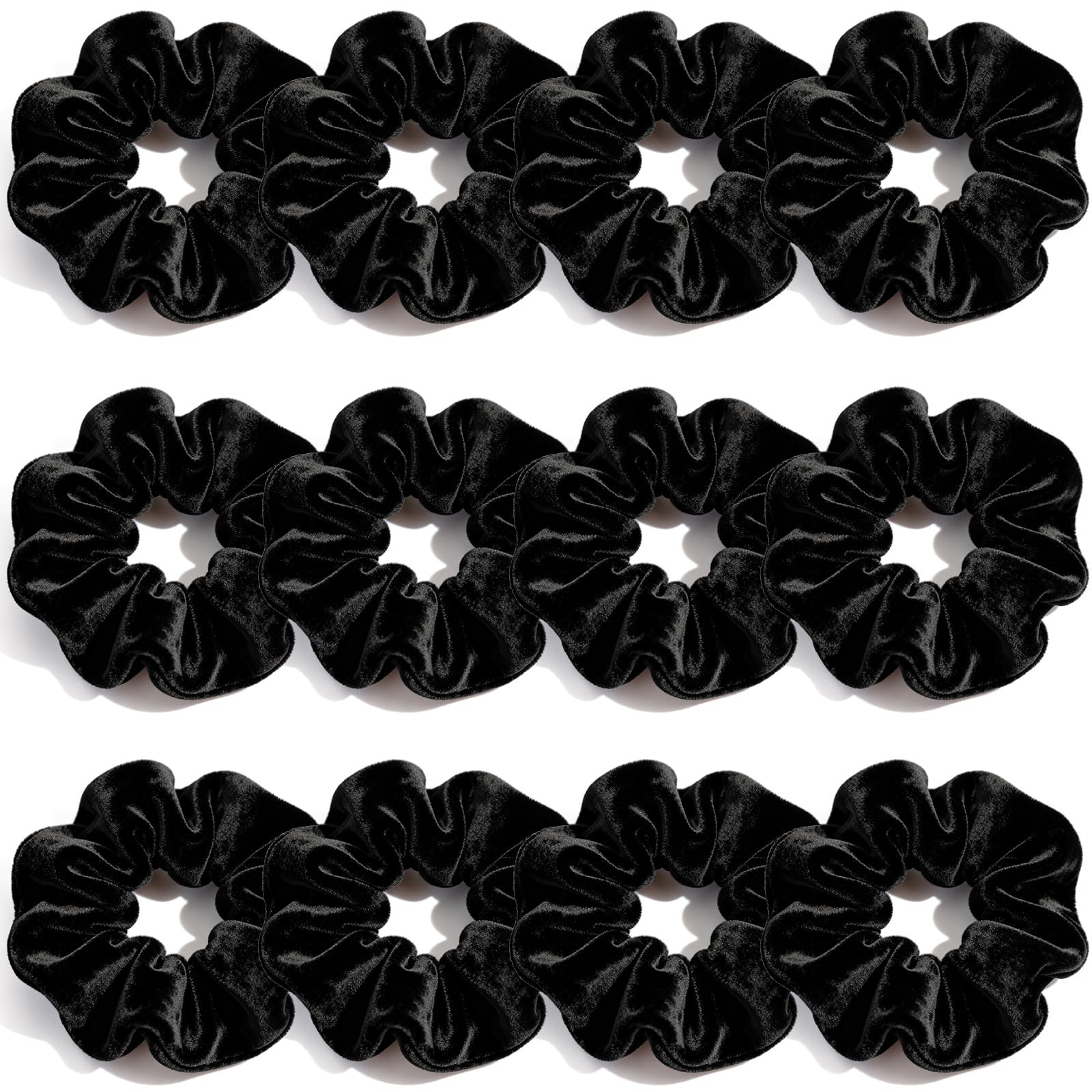 PROPOG front view of 12-pack black scrunchies showing neat packaging and convenience