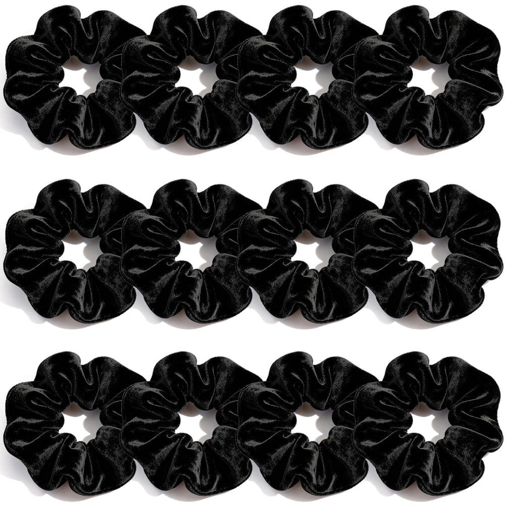 PROPOG front view of 12-pack black scrunchies showing neat packaging and convenience