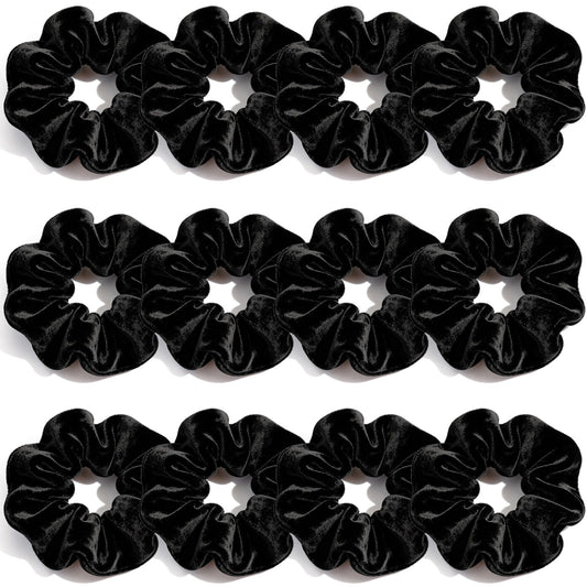 PROPOG front view of 12-pack black scrunchies showing neat packaging and convenience