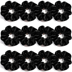 PROPOG front view of 12-pack black scrunchies showing neat packaging and convenience