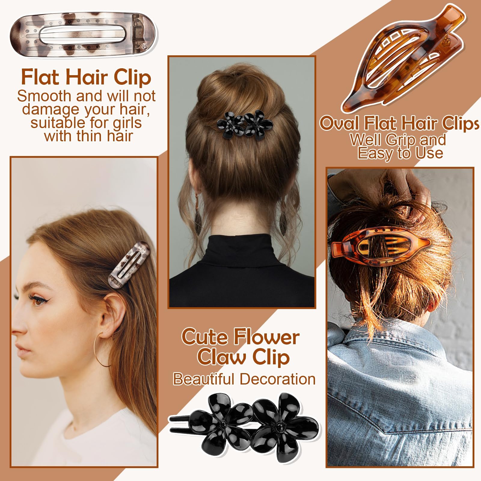 ProSuites flat clips holding half-up hair demonstrating low-profile comfort