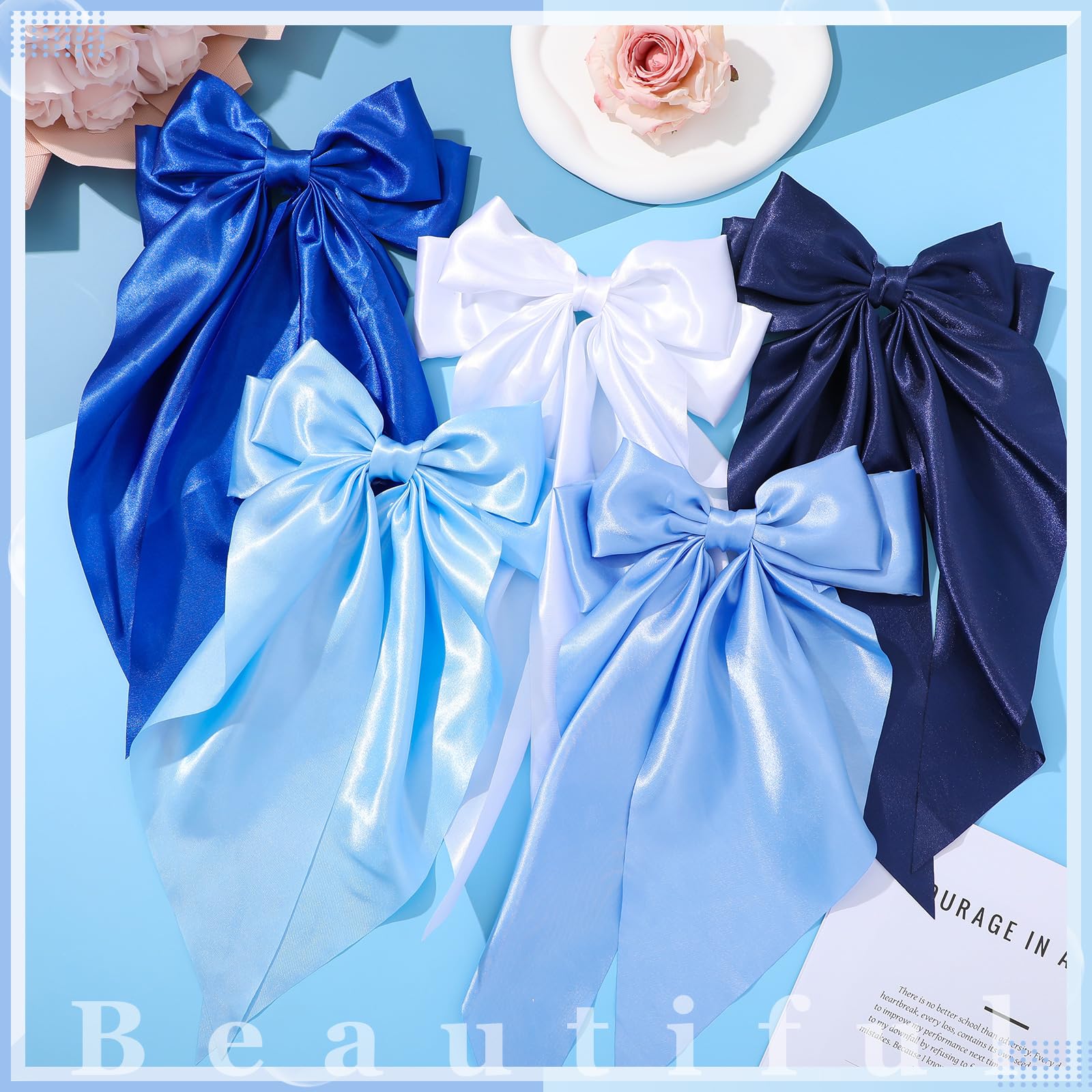 ProSuites model wearing blue bow outdoors, versatile accessory for casual and occasion wear