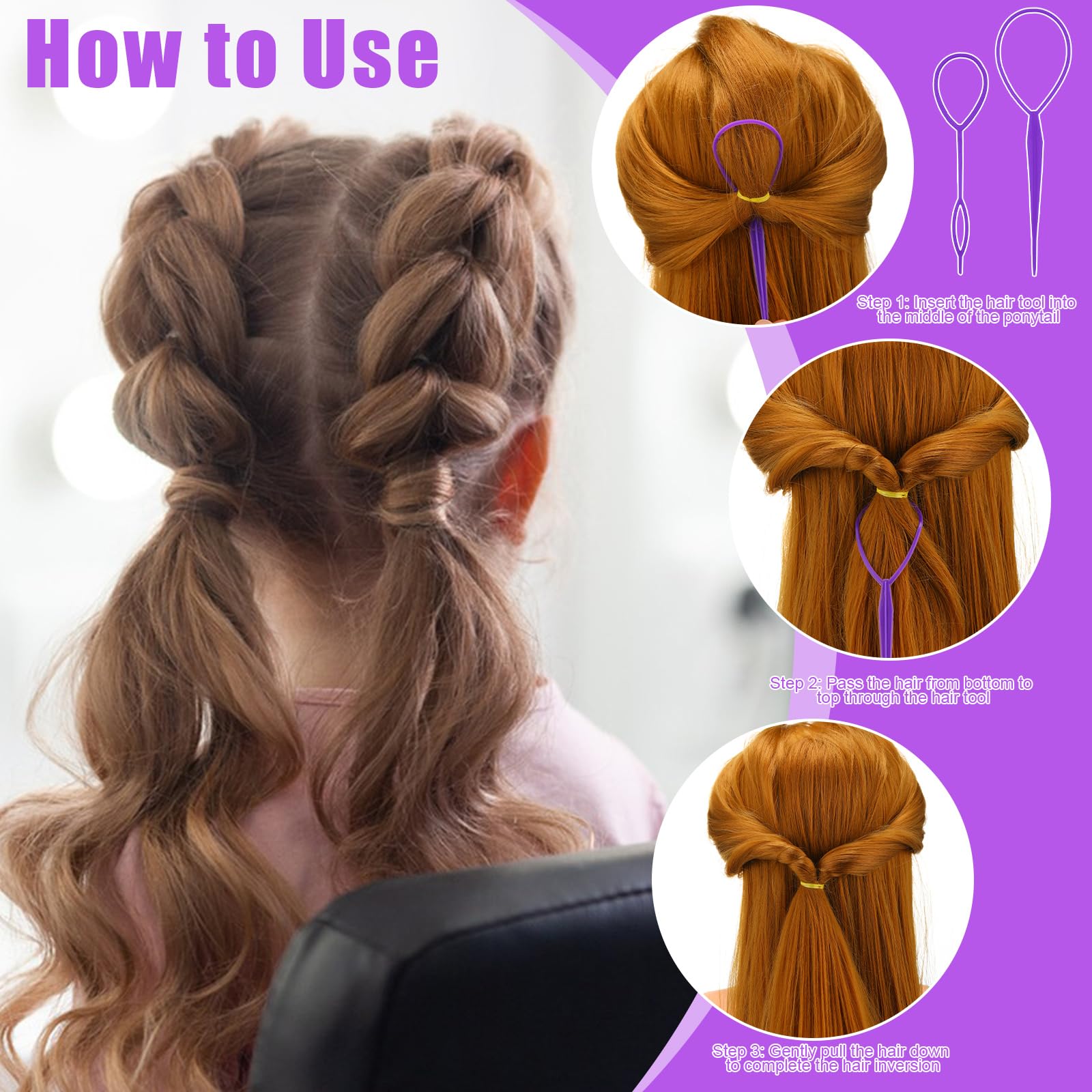 ProSuites pull-through tools demonstrating faster braid and ponytail styling