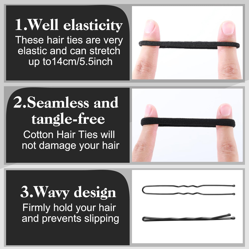 ProSuites thick black ties detail showing secure hold for dense hair