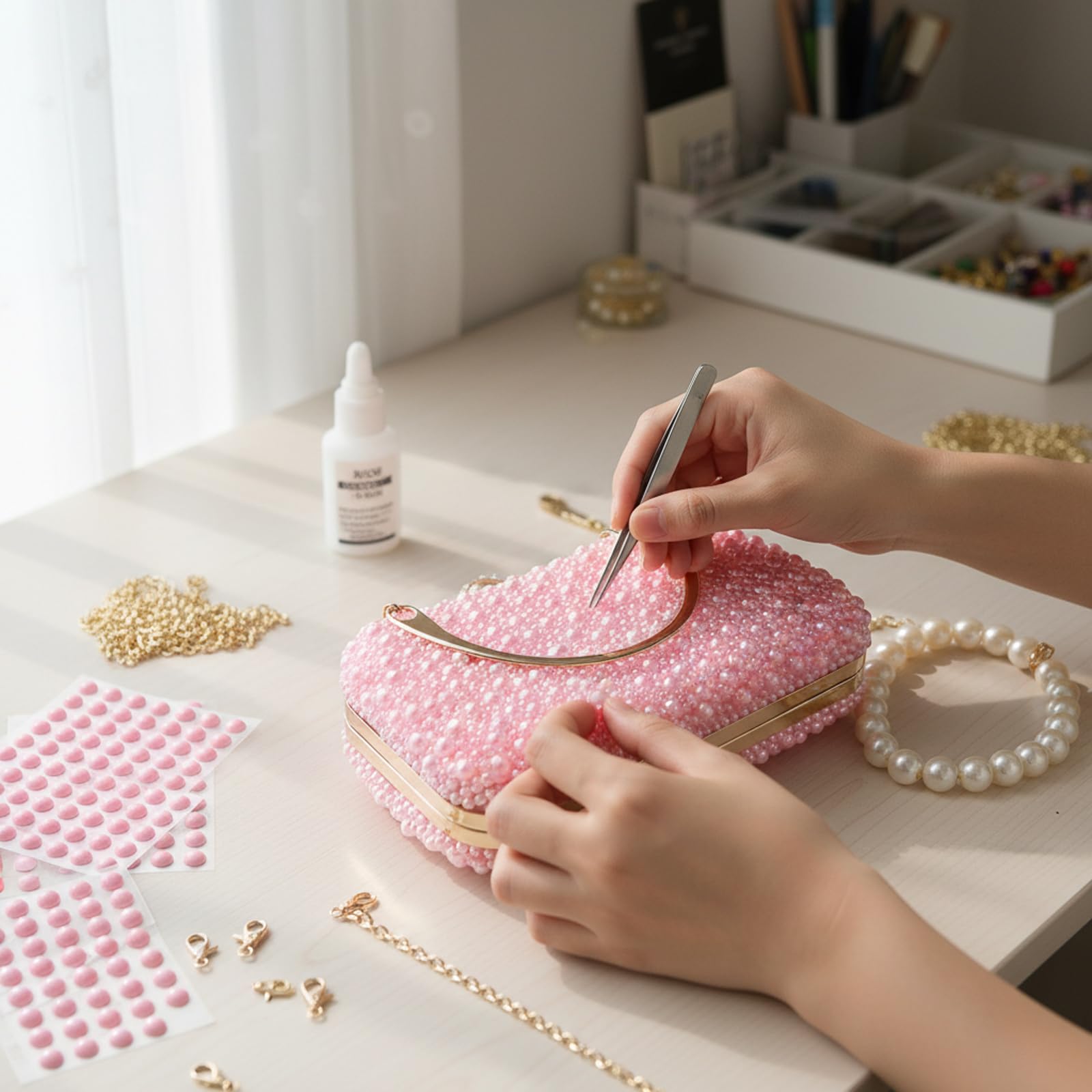 Prudiut pearls used in nail art for lasting shimmer and precision detail