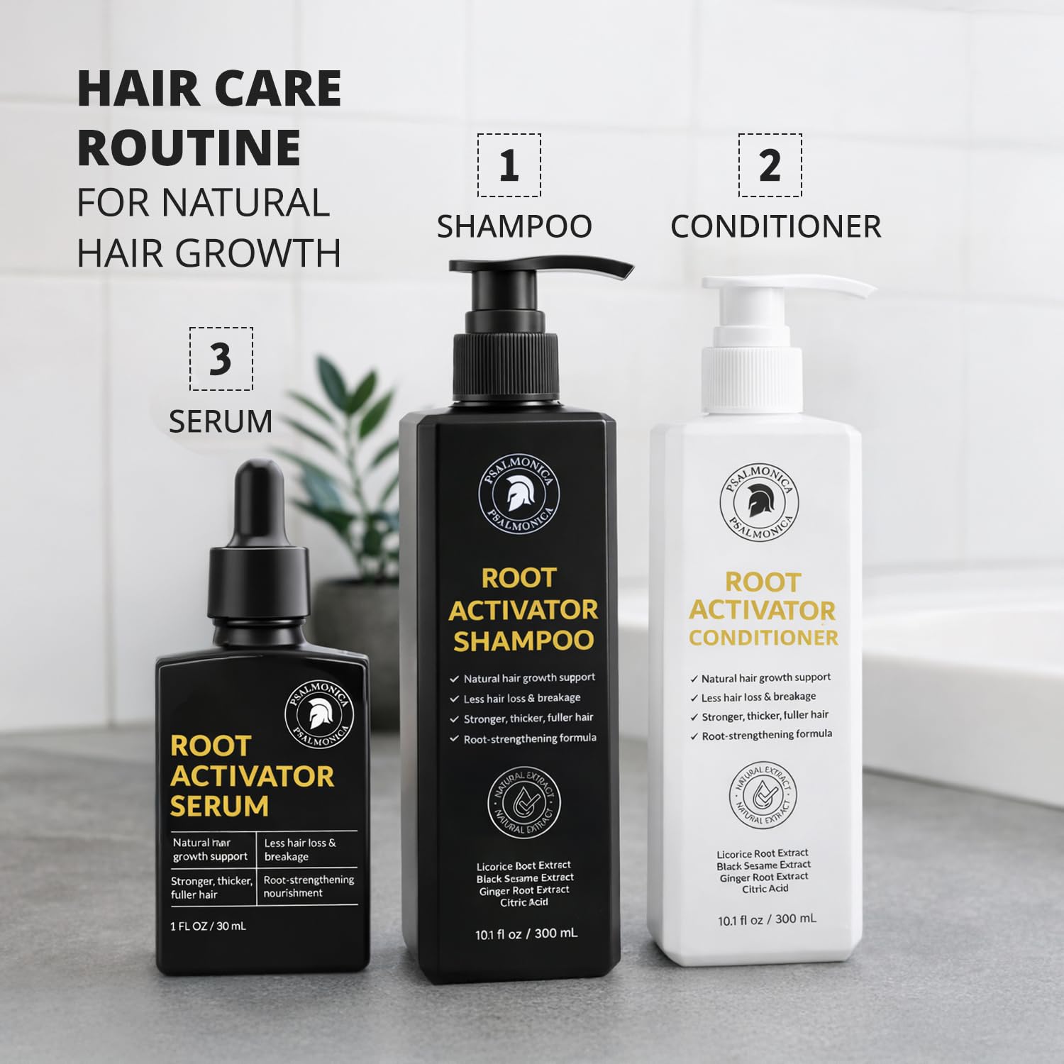 Psalmonica set on bathroom shelf styled for everyday routine benefit