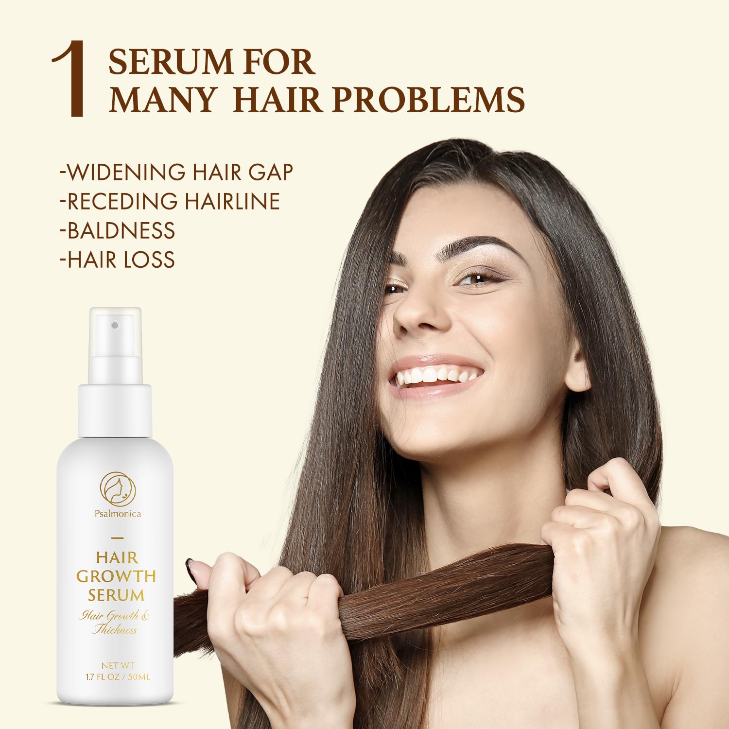Psalmonica spray applicator detail highlighting easy precise scalp application benefit