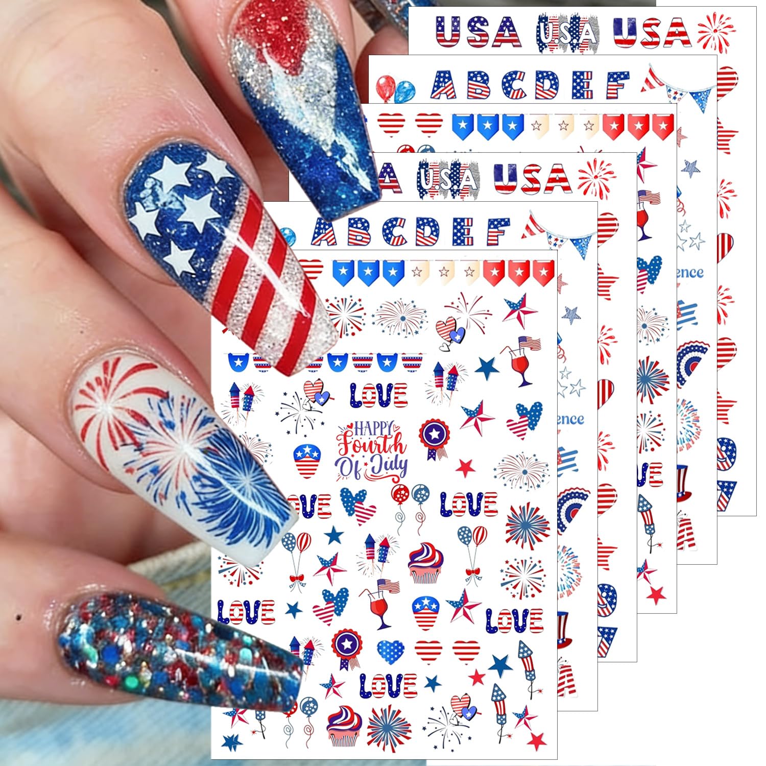 PSBRBAD front packaging showing six patriotic sticker sheets for quick decorating