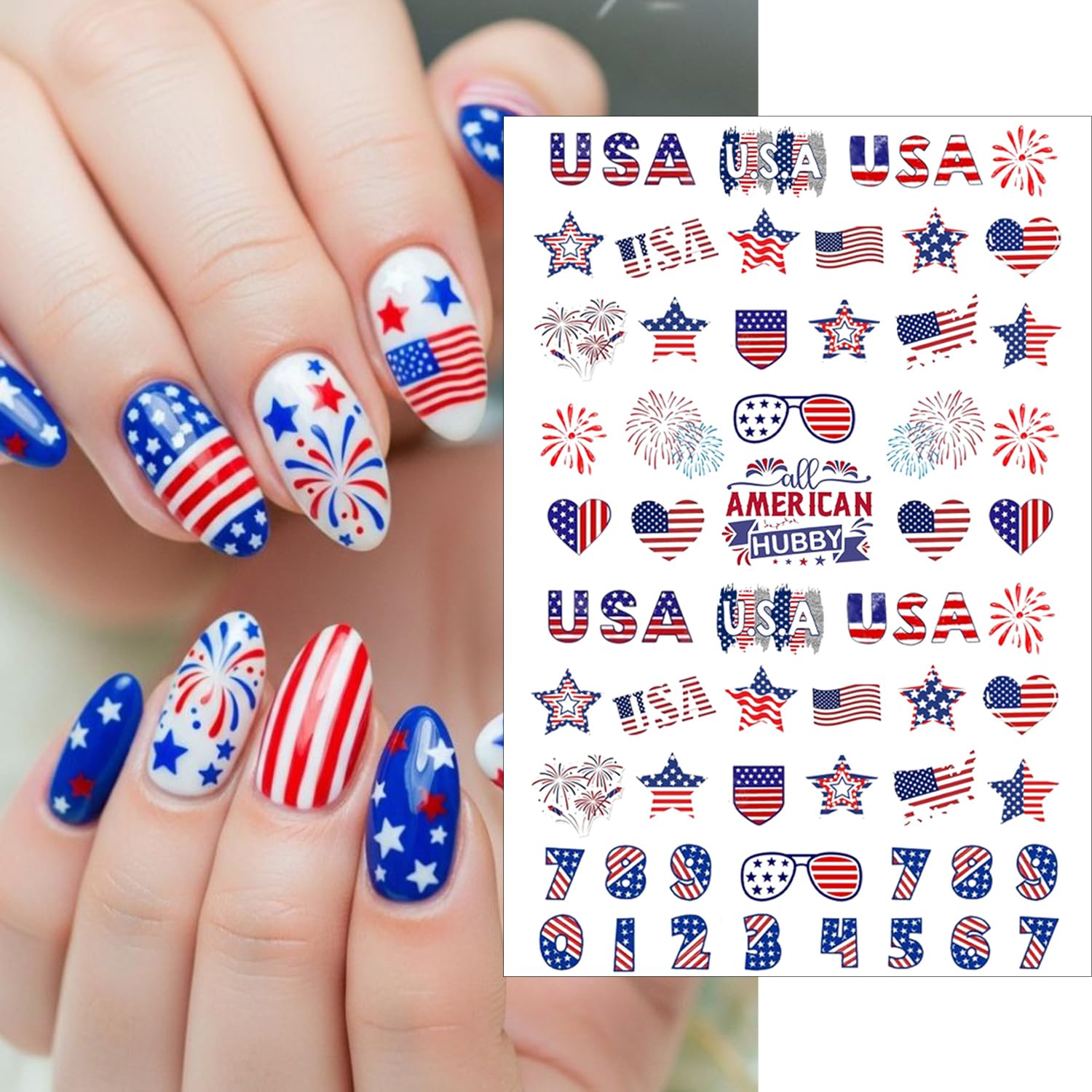 PSBRBAD letter decals close view showing USA letters for bold accent nails