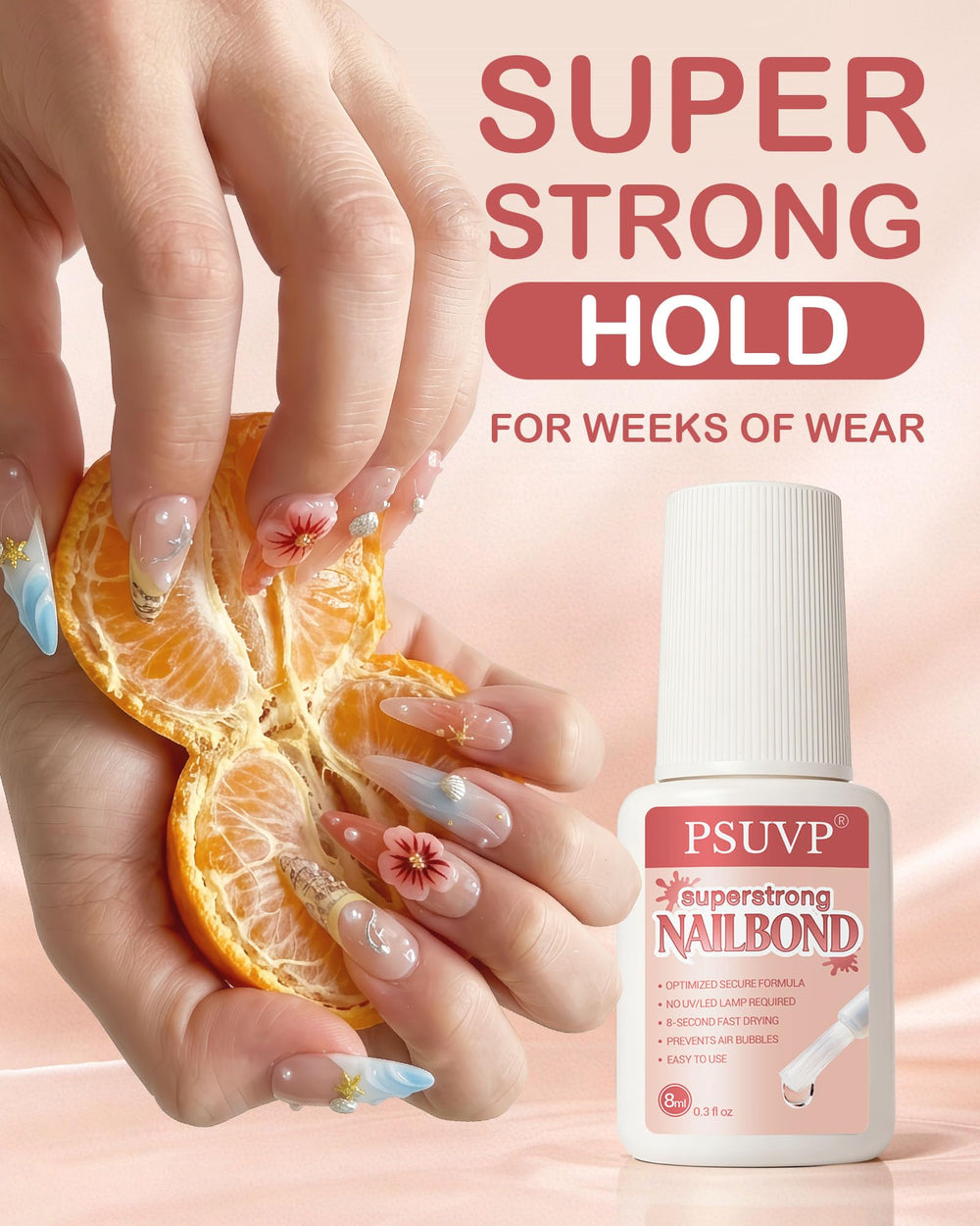 PSUVP glue texture close-up highlighting smooth, fast-drying formula benefit