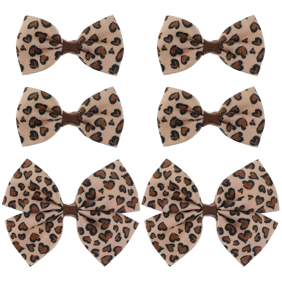 Ptwola front view of leopard bow clips showing retro style and secure hold