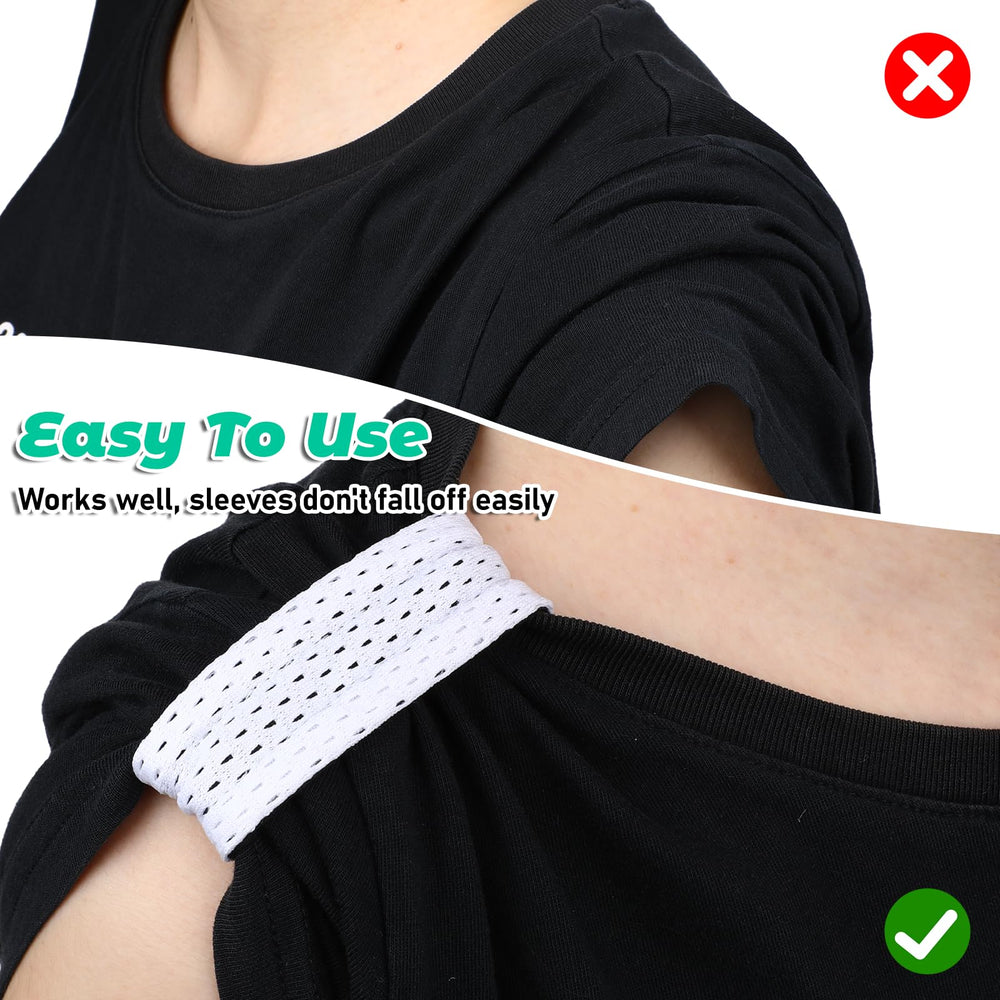 Ptwola in use on a soccer player keeping rolled sleeves stable during play