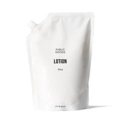 Public Goods 34oz refill front label showing product details and scent benefits