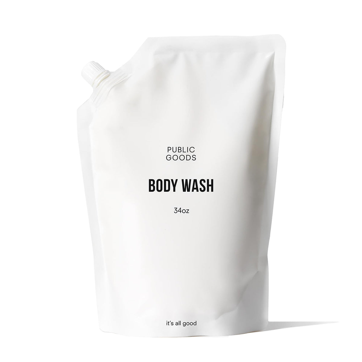 Public Goods refill pouch front view showing branding and sustainable size benefit