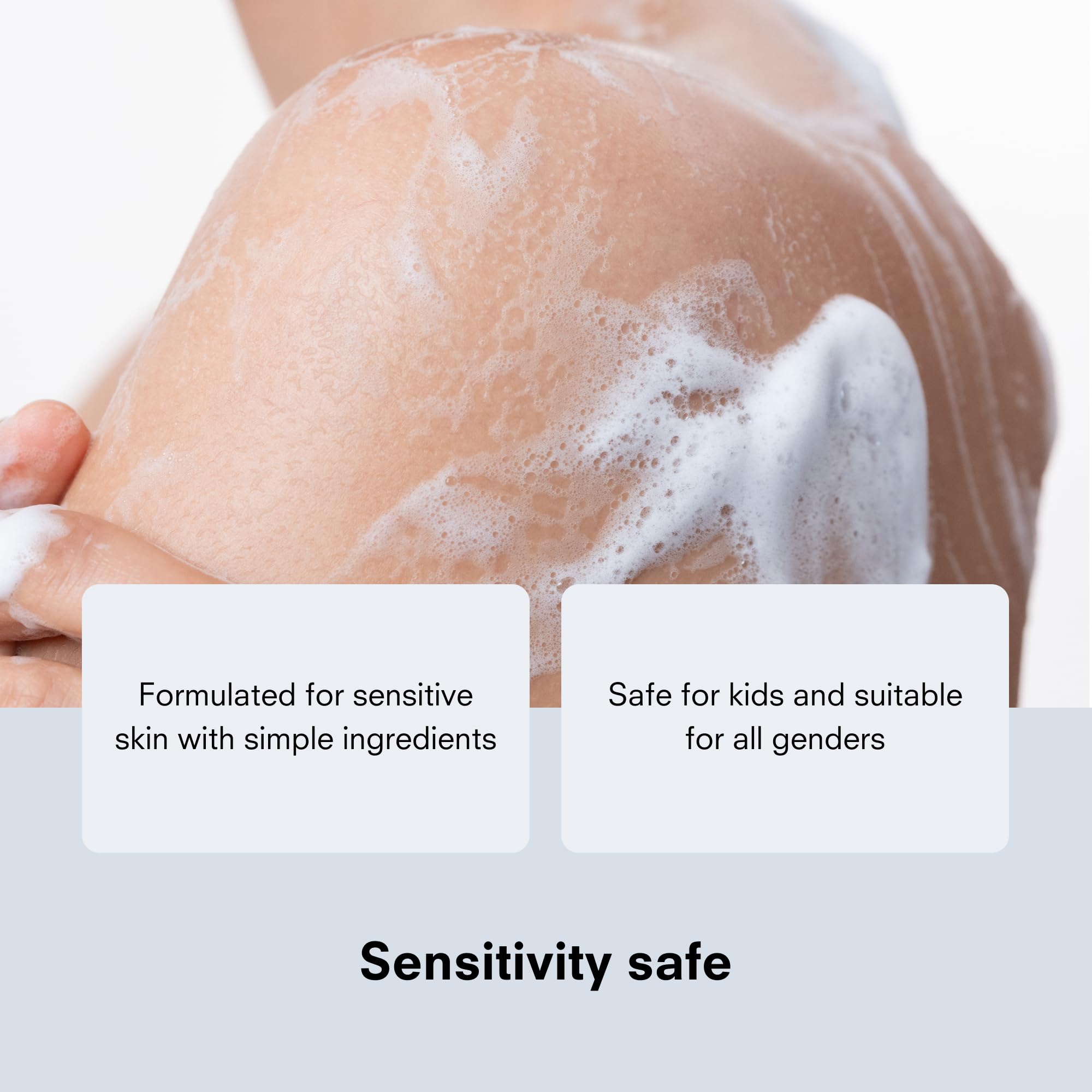 Public Goods shampoo bottle close-up label displaying natural ingredients benefit