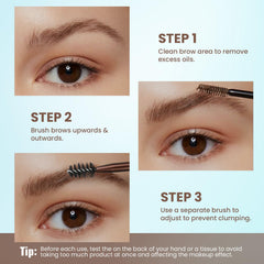 Pudaier brow mousse applied on model outdoors showing long-wear in humid weather