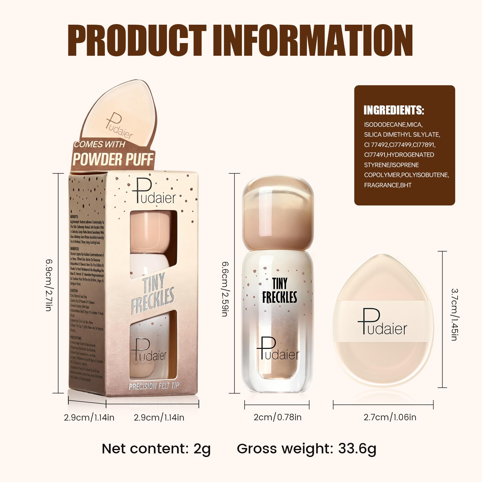 Pudaier freckle look in outdoor setting showing long-lasting wear benefit
