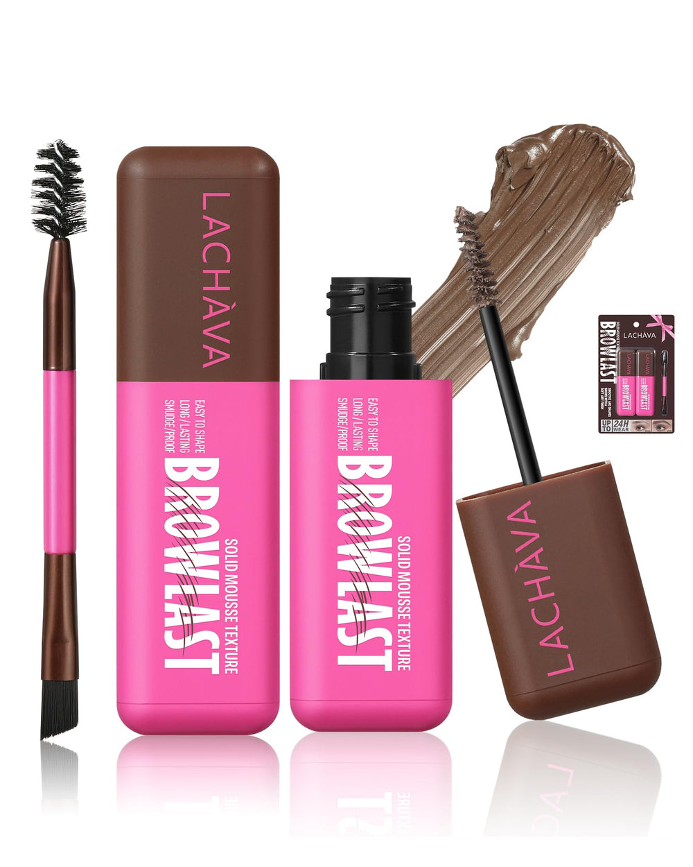 Pudaier front packaging showing soft brown 2-pack and brush, convenient for travel