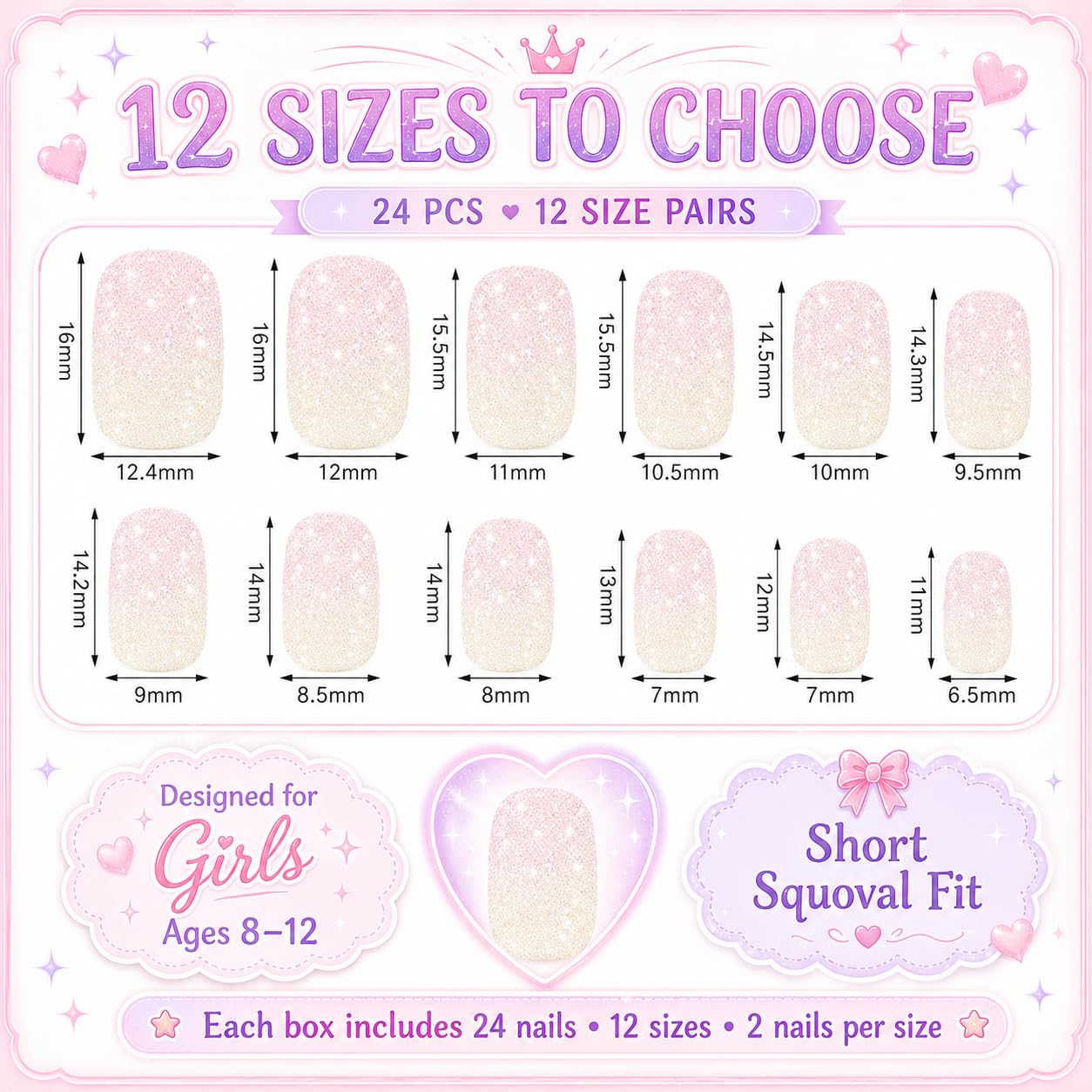 Pumkryth single nail size array illustrating multiple sizes for a precise fit