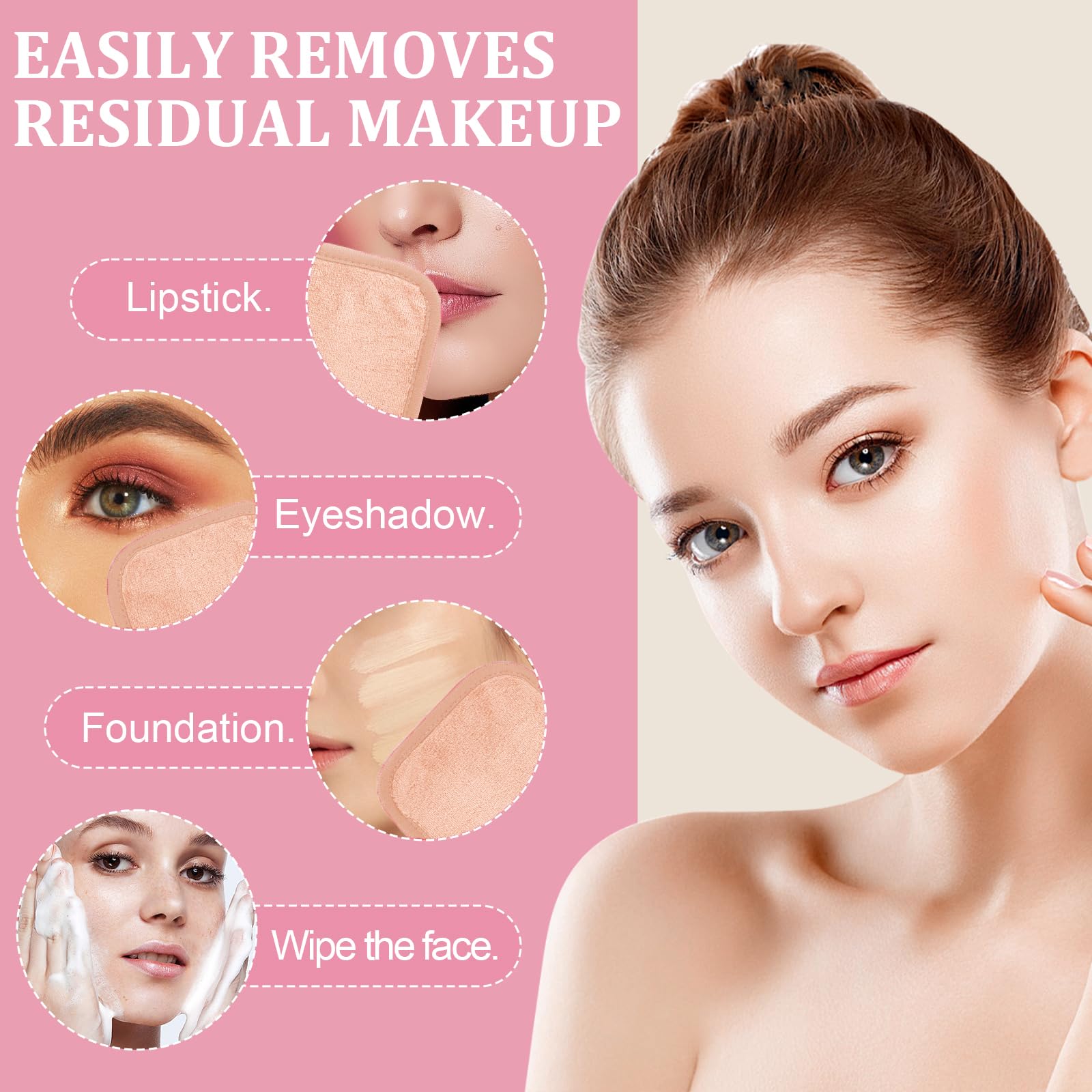 Puomue using cloth to remove makeup demonstrating effective pigment lift benefit