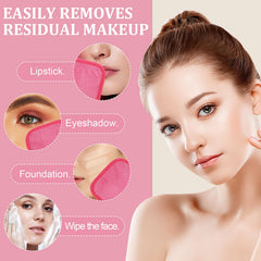 Puomue cloth removing eye makeup demonstrating effective cleansing without harsh rubbing