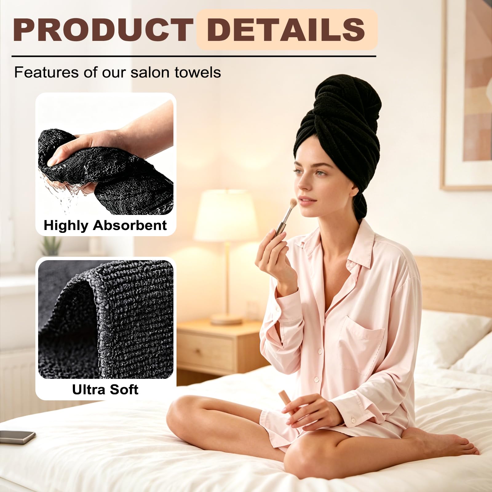 Puomue six stacked towels illustrating bulk value and neat storage