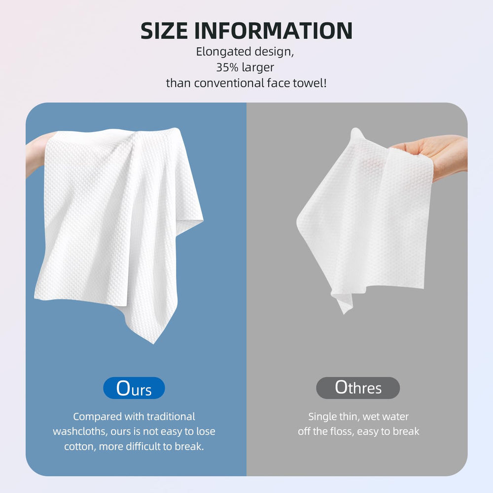 PUPUPE towel next to hand for scale, highlights full-face coverage