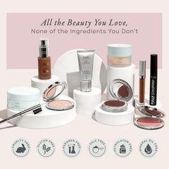 PÜR MINERALS powder being buffed with brush for buildable coverage benefit