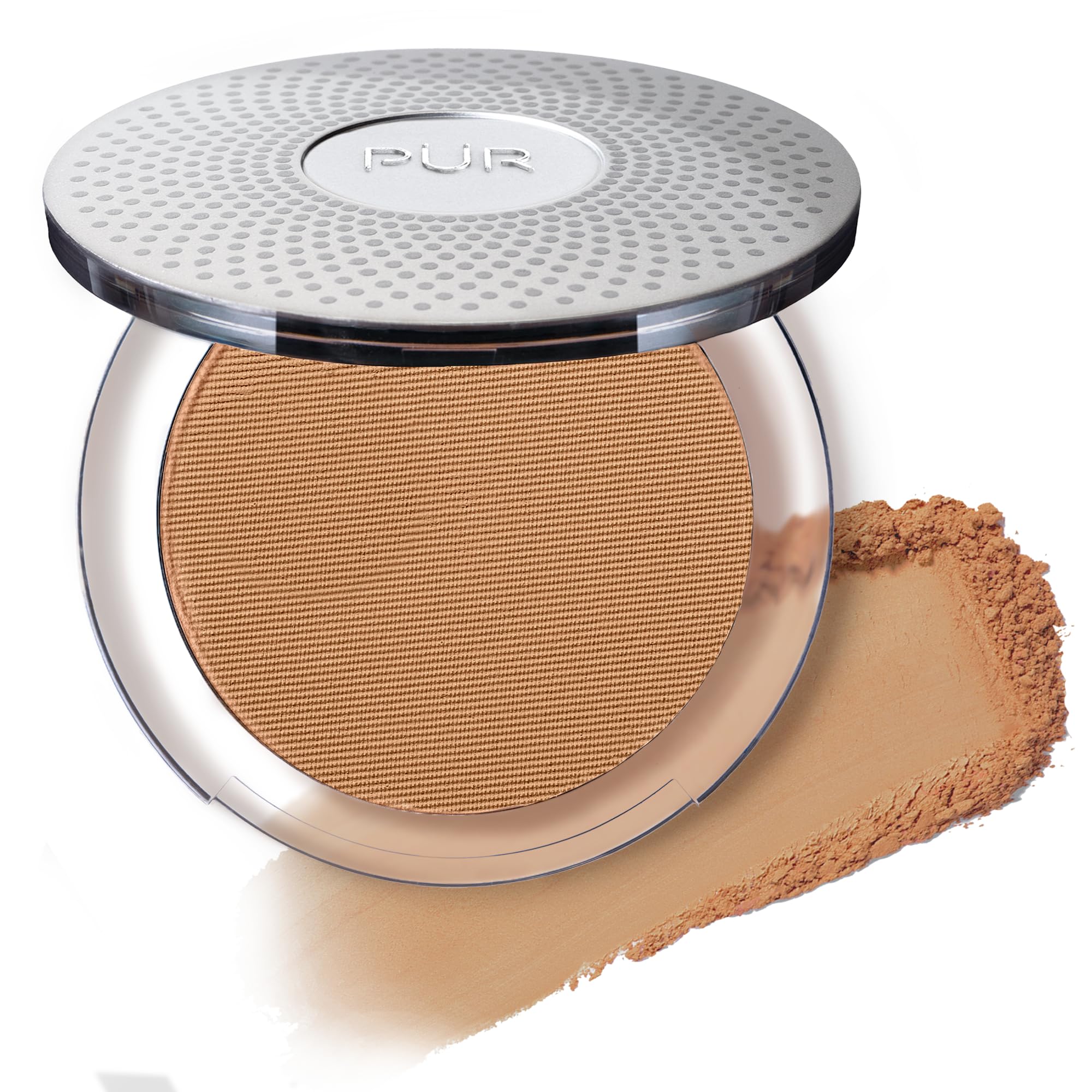 PÜR MINERALS compact front in Tan showing sleek case and shade