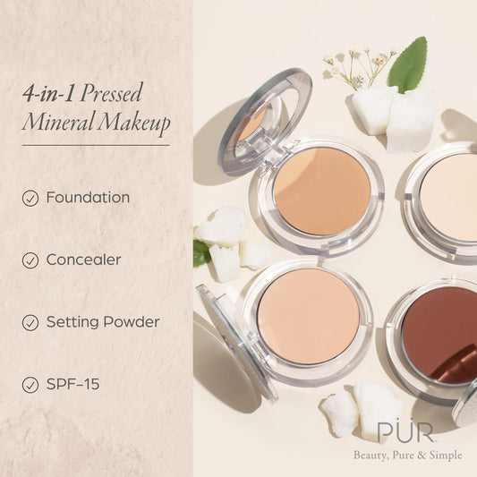 PÜR MINERALS compact opened with brush showing applicator ready for smooth application