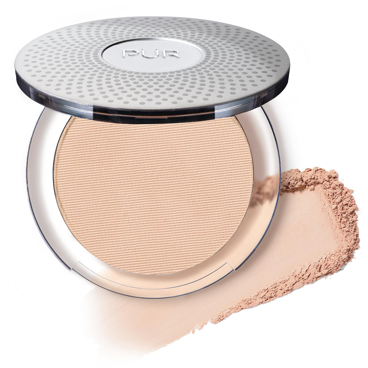 PÜR MINERALS front compact Ivory showing clean packaging and portable use