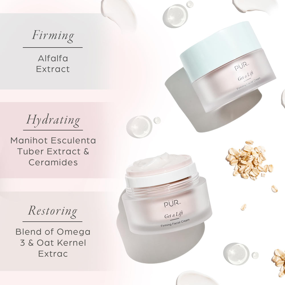 PÜR MINERALS ingredient focus on ceramides and alfalfa supporting firmer look
