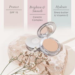 PÜR MINERALS swatch on forearm showing color payoff and blendability benefit