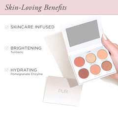 PÜR MINERALS close-up of matte, shimmer and metallic textures for smooth blendability