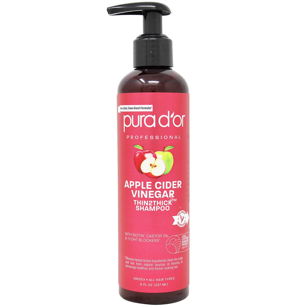 PURA D'OR front bottle view showing label and benefits for clarifying hair