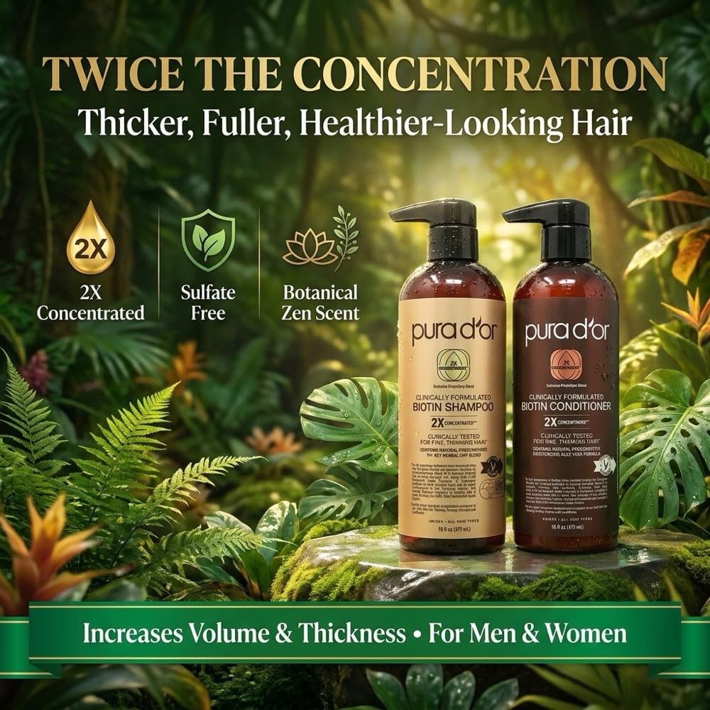 PURA D'OR conditioner pouring into palm to show hydration and detangling